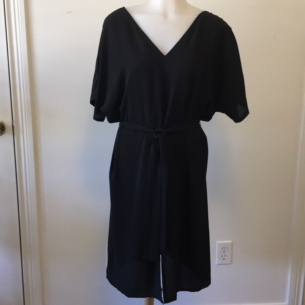 Lunnow Black Tunic Dress Caftan Sleeve Lg  NWT